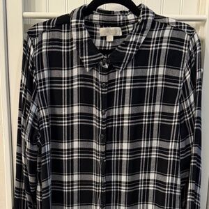 Olive & Oak Plaid Button Up Black/White Long Sleeve Shirt Women’s Size XXL NWOT